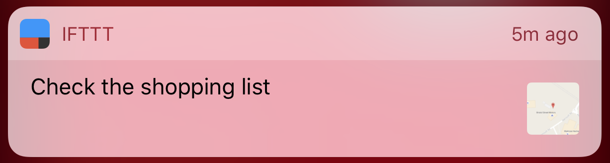 Screenshot of IFTTT notification